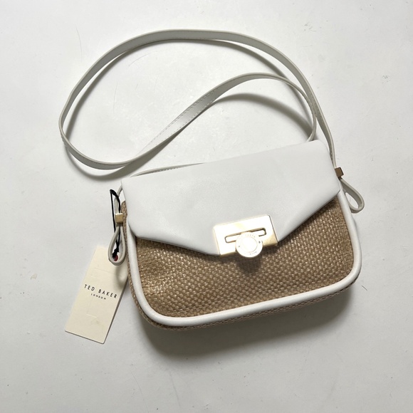 NWT TED BAKER Sadie May Flap CrossBody Bag Straw White Classic Summer Woven - Picture 4 of 12